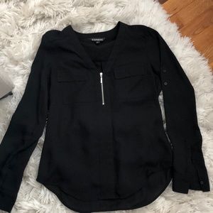 Express black blouse with silver zipper
